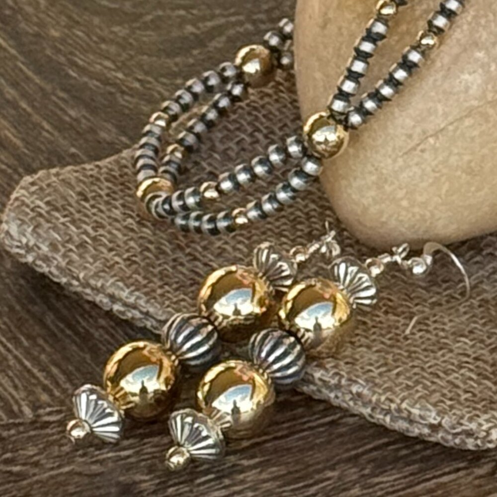 Handmade Sterling Silver Beads & 14K Gold-Filled Drop Earrings